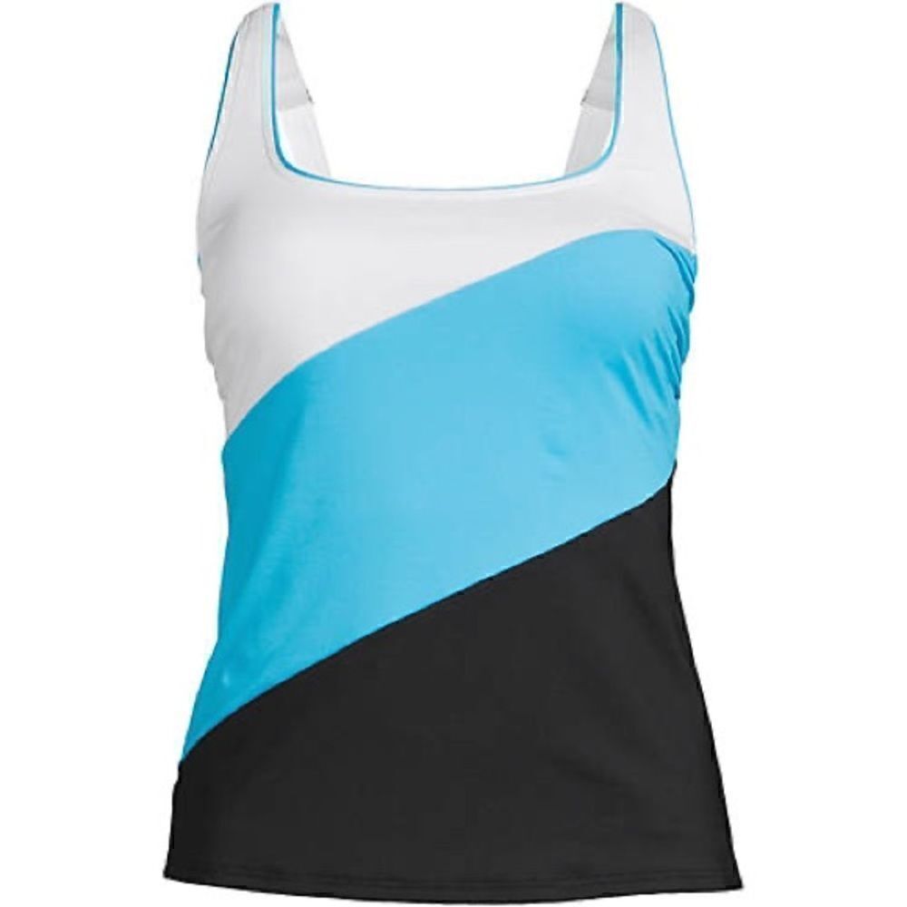 Land’s End plus regular square neck underwire adjustable Tankini Color Block Var - Picture 3 of 8